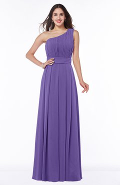 Lilac Plain Asymmetric Neckline Sleeveless Half Backless Floor Length Plus Size Bridesmaid Dresses