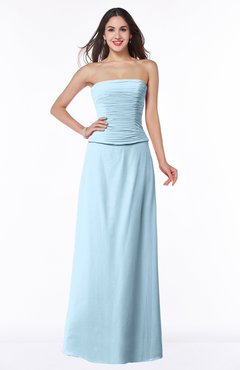 Ice Blue Classic Sleeveless Zip up Chiffon Floor Length Plus Size Bridesmaid Dresses