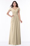 Modest Short Sleeve Chiffon Floor Length Ruching Plus Size Bridesmaid Dresses