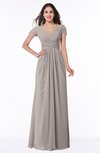 Modest Short Sleeve Chiffon Floor Length Ruching Plus Size Bridesmaid Dresses