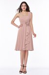 Traditional Asymmetric Neckline Sleeveless Zip up Chiffon Flower Bridesmaid Dresses