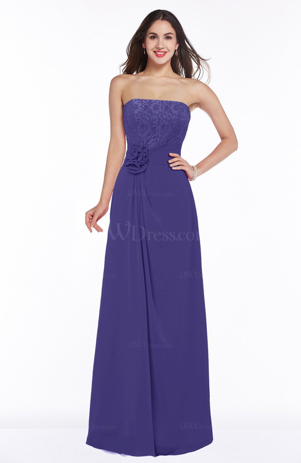 Royal Purple Disney Princess A Line Strapless Zipper Chiffon Plus