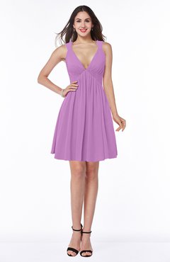 Orchid Sexy A-line Sleeveless Short Pleated Plus Size Bridesmaid Dresses
