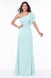 Modern A-line Asymmetric Neckline Short Sleeve Floor Length Plus Size Bridesmaid Dresses