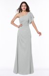 Modern A-line Asymmetric Neckline Short Sleeve Floor Length Plus Size Bridesmaid Dresses