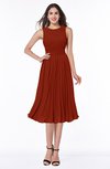 Modern A-line V-neck Sleeveless Tea Length Pleated Plus Size Bridesmaid Dresses