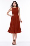 Modern A-line V-neck Sleeveless Tea Length Pleated Plus Size Bridesmaid Dresses