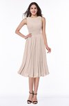 Modern A-line V-neck Sleeveless Tea Length Pleated Plus Size Bridesmaid Dresses