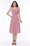 Cute Halter Sleeveless Half Backless Chiffon Tea Length Plus Size Bridesmaid Dresses