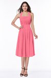 Cute Halter Sleeveless Half Backless Chiffon Tea Length Plus Size Bridesmaid Dresses