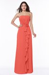 Mature Strapless Half Backless Chiffon Floor Length Flower Plus Size Bridesmaid Dresses