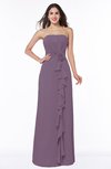 Mature Strapless Half Backless Chiffon Floor Length Flower Plus Size Bridesmaid Dresses