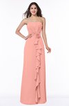 Mature Strapless Half Backless Chiffon Floor Length Flower Plus Size Bridesmaid Dresses