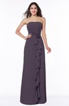 Mature Strapless Half Backless Chiffon Floor Length Flower Plus Size Bridesmaid Dresses