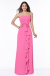 Mature Strapless Half Backless Chiffon Floor Length Flower Plus Size Bridesmaid Dresses