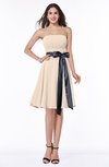 Classic A-line Strapless Knee Length Ruching Plus Size Bridesmaid Dresses