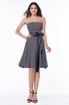 Classic A-line Strapless Knee Length Ruching Plus Size Bridesmaid Dresses