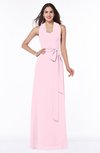 Plain A-line Halter Sleeveless Ribbon Plus Size Bridesmaid Dresses