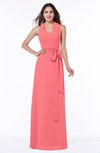 Plain A-line Halter Sleeveless Ribbon Plus Size Bridesmaid Dresses