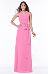 Plain A-line Halter Sleeveless Ribbon Plus Size Bridesmaid Dresses