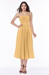 Mature A-line Chiffon Tea Length Pleated Plus Size Bridesmaid Dresses