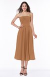 Mature A-line Chiffon Tea Length Pleated Plus Size Bridesmaid Dresses