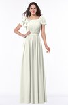 Elegant Scoop Short Sleeve Zip up Chiffon Plus Size Bridesmaid Dresses