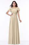 Elegant Scoop Short Sleeve Zip up Chiffon Plus Size Bridesmaid Dresses