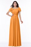 Elegant Scoop Short Sleeve Zip up Chiffon Plus Size Bridesmaid Dresses