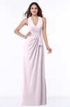 Classic Halter Sleeveless Zip up Chiffon Floor Length Plus Size Bridesmaid Dresses