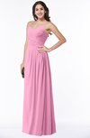 Romantic Spaghetti Sleeveless Zipper Floor Length Ruching Plus Size Bridesmaid Dresses