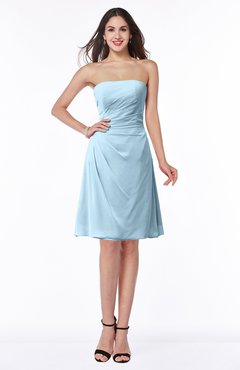 Ice Blue Gorgeous A-line Strapless Zipper Knee Length Plus Size Bridesmaid Dresses