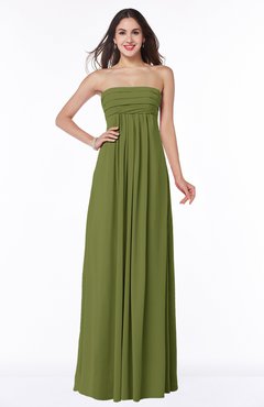 Olive Green Modern Empire Strapless Zip up Chiffon Floor Length Plus Size Bridesmaid Dresses