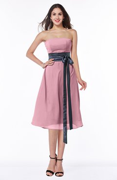 Rosebloom Romantic A-line Strapless Sleeveless Tea Length Plus Size Bridesmaid Dresses