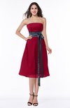 Romantic A-line Strapless Sleeveless Tea Length Plus Size Bridesmaid Dresses