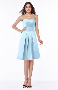 Ice Blue Romantic Strapless Sleeveless Knee Length Ruching Plus Size Bridesmaid Dresses