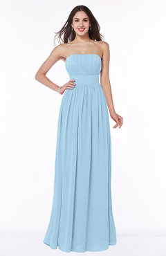 Ice Blue Elegant A-line Sleeveless Floor Length Ruching Plus Size Bridesmaid Dresses