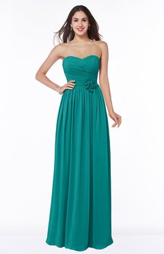 Emerald Green Romantic Sweetheart Sleeveless Chiffon Floor Length Flower Bridesmaid Dresses