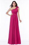 Sexy One Shoulder Chiffon Floor Length Sash Plus Size Bridesmaid Dresses