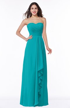 Teal Modern Sweetheart Sleeveless Floor Length Ruching Plus Size Bridesmaid Dresses