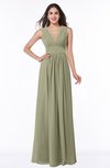 Modest Sleeveless Zipper Chiffon Floor Length Ruching Plus Size Bridesmaid Dresses