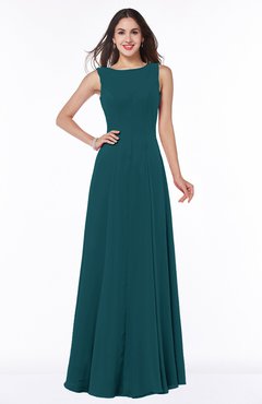 Blue Green Classic A-line Bateau Sleeveless Zipper Plus Size Bridesmaid Dresses