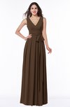 Plain V-neck Zipper Chiffon Ruching Plus Size Bridesmaid Dresses