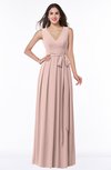 Plain V-neck Zipper Chiffon Ruching Plus Size Bridesmaid Dresses