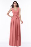 Plain V-neck Zipper Chiffon Ruching Plus Size Bridesmaid Dresses