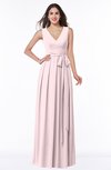 Plain V-neck Zipper Chiffon Ruching Plus Size Bridesmaid Dresses