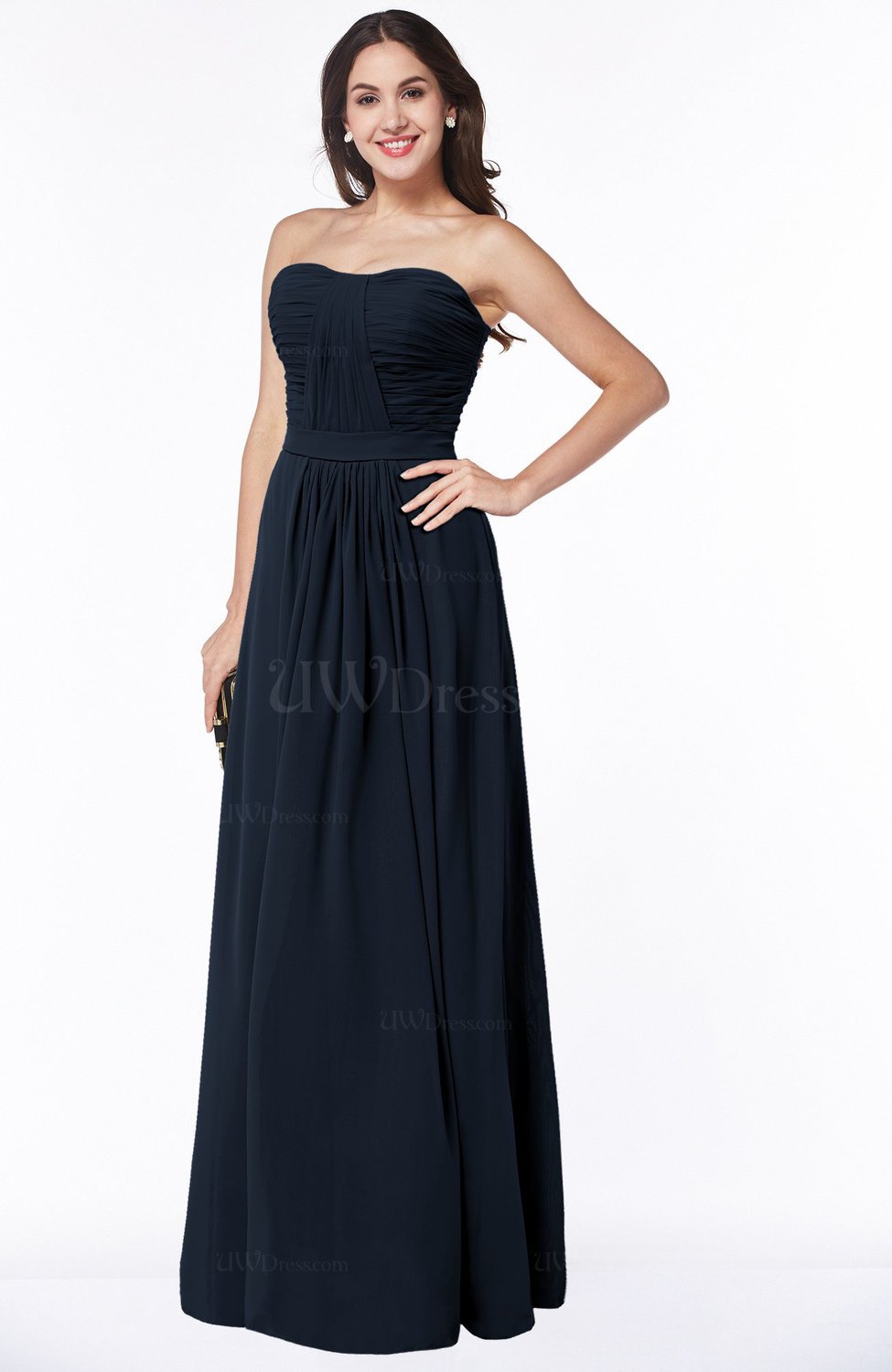 Navy Blue Mature A-line Sweetheart Sleeveless Zipper Floor Length Plus ...