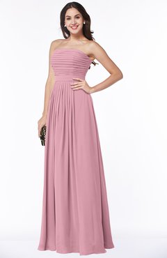 Rosebloom Modest A-line Sleeveless Chiffon Floor Length Ruching Plus Size Bridesmaid Dresses