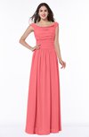 Elegant A-line Scoop Zip up Chiffon Floor Length Plus Size Bridesmaid Dresses