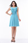 Plain A-line Jewel Half Backless Chiffon Mini Plus Size Bridesmaid Dresses